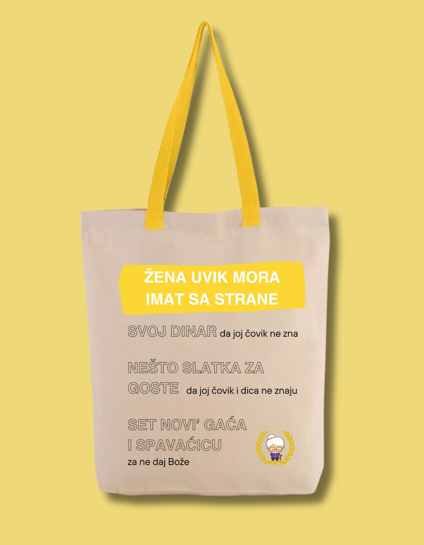 Platnena torba "Žena uvik mora imat sa strane"